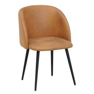 Popular Powder Coating Metal Leg Restaurant Chair Upholstery Arm Fabric Modern Brown Velvet Dining Chairs