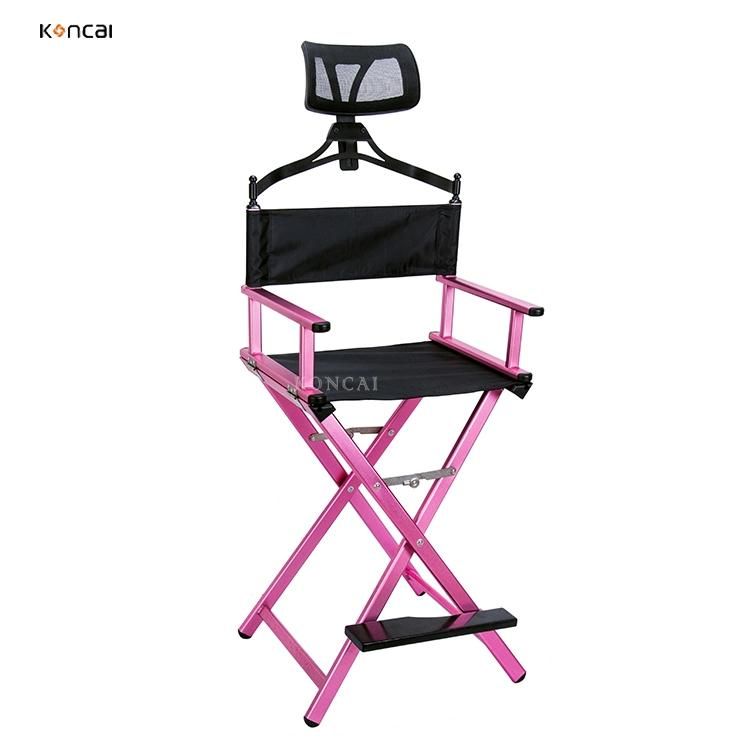 Custom Lightweight Pink Aluminum Chair Salon Barber Chair Folding Hair Styling Chair with Headrest