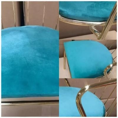 Modern Luxury Backing Stainless Steel Frame Chair Velvet Fabric Metal Legs Dining Chair for Restaurant
