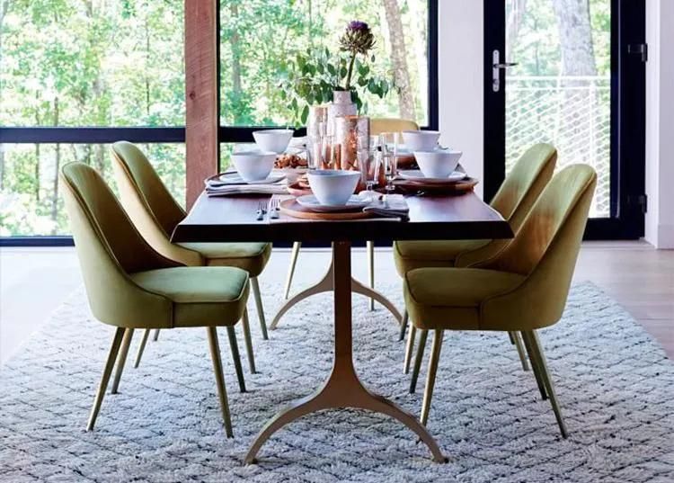 Dining Room Furniture Modern Wholesale Fabric Dining Chair Price with Golden Legs