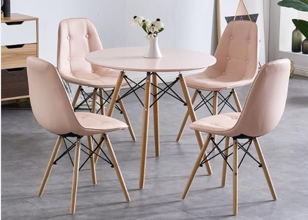 New Style Pink Dining Chair Hotel Dining Chair PU Cover Chairs with Oak Frame Dining Chair