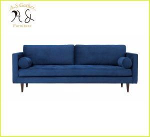 Living Room Navy Blue Velvet Three Seater Sofa