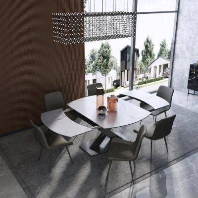 Modern Square Marble Dining Table Set Restaurant Furniture with PU Leather Chair