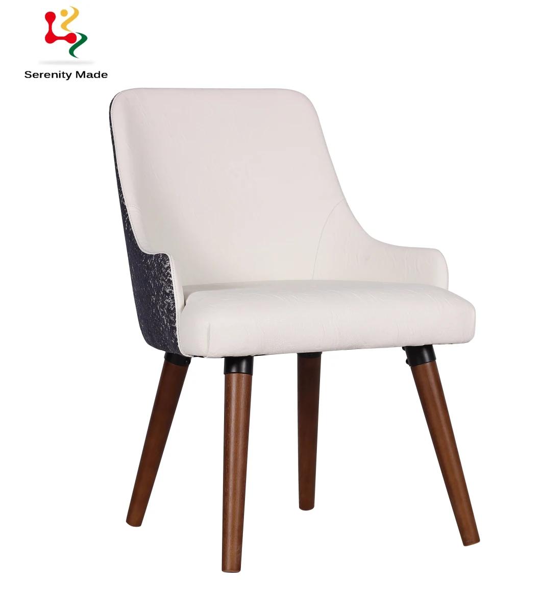Modern Restaurant Knocked Down Wood Legs Fabric Upholstery Dining Chair