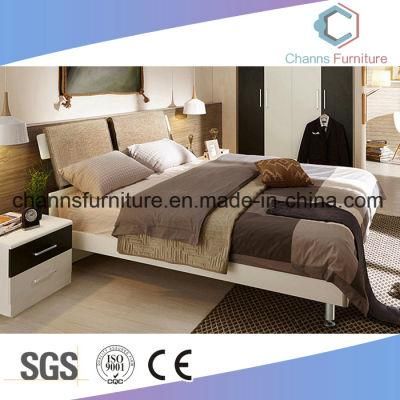 Modern Melamine Elegant Bright White Fabric Bedroom Set (CAS-BF1711)