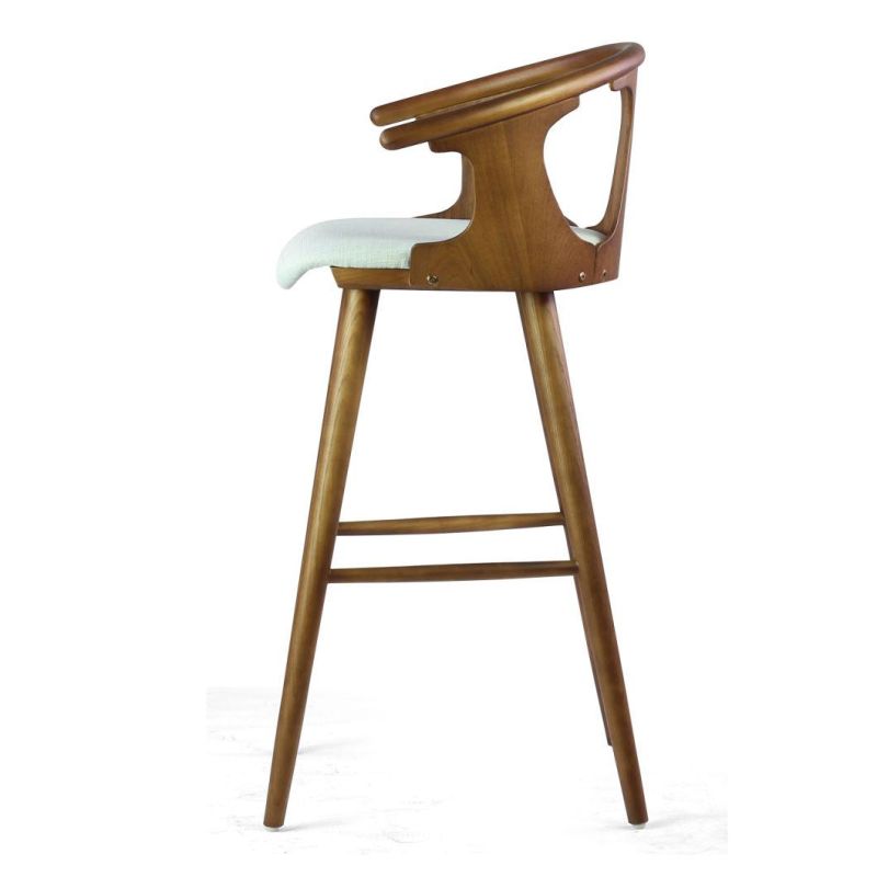 Wooden Frame Fabric Seat Bar Stool Chairs for Restaurant Commercial Use