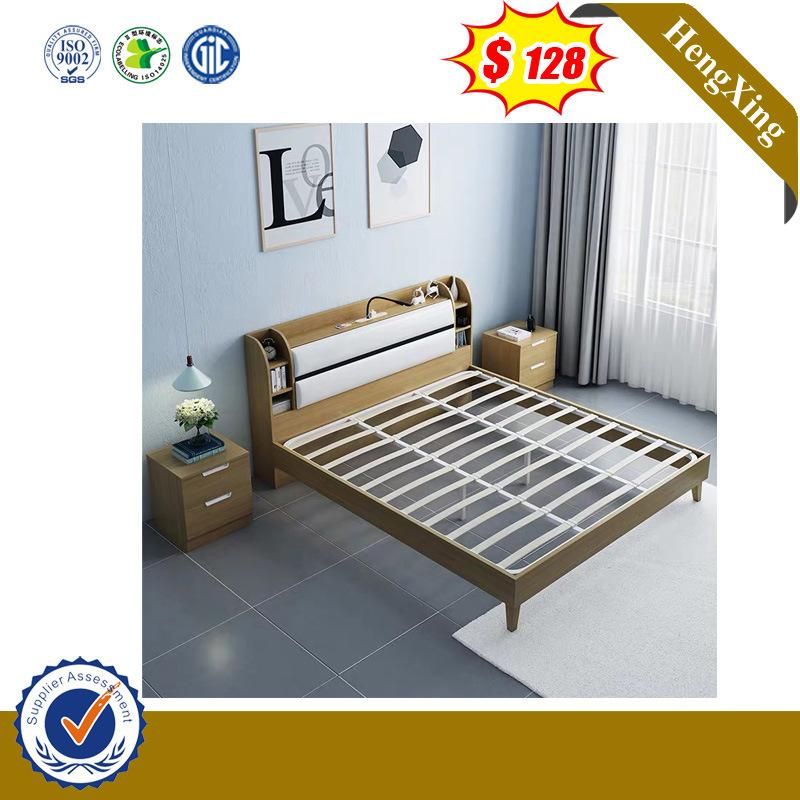 Modern White Bedroom Furniture Rubber Wood High Back Double Bed