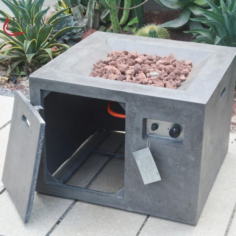 Heating Patio Square Concrete Outdoor Propane Gas Garden Firepit Table