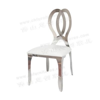 Light Luxury Simple Modern Silver Stainless Steel Hotel Wedding Banquet Hall Dining Chair