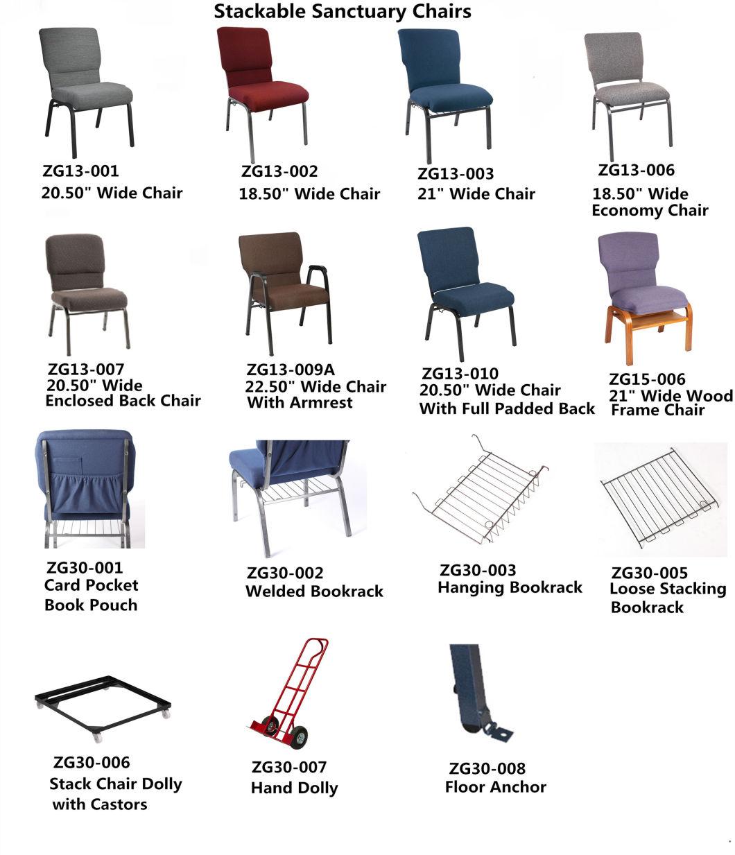 Professional Manufacturer of 20.50 inch Ganging Church Chairs with Bookrack (ZG13-001)