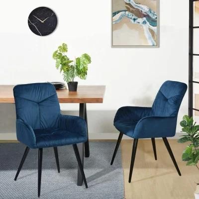 Nordic Comfort Restaurant Upholstery Velvet Armrest Dining Chair