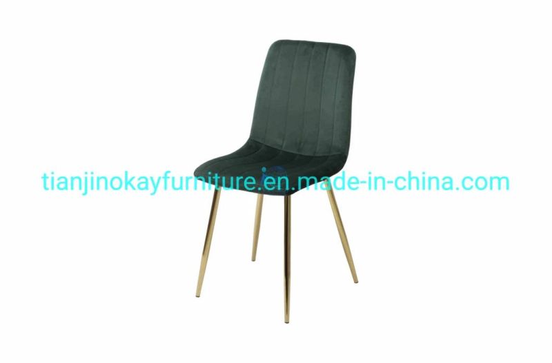 New Modern Fabric Leisure Green Velvet Chairs Living Room Restaurant Nordic Dining Arm Chairs Upholstered Metal Leg