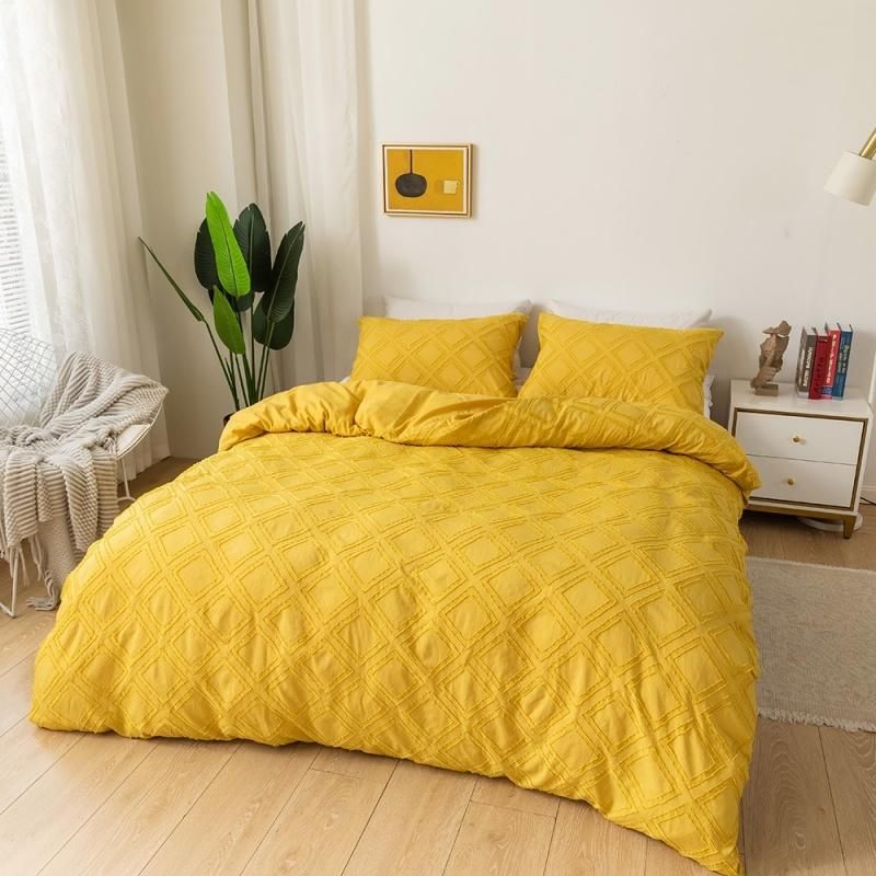 New Trendy Design Sofa Washed Fabric Cut Flower Designs Chic Frills Bedding Set