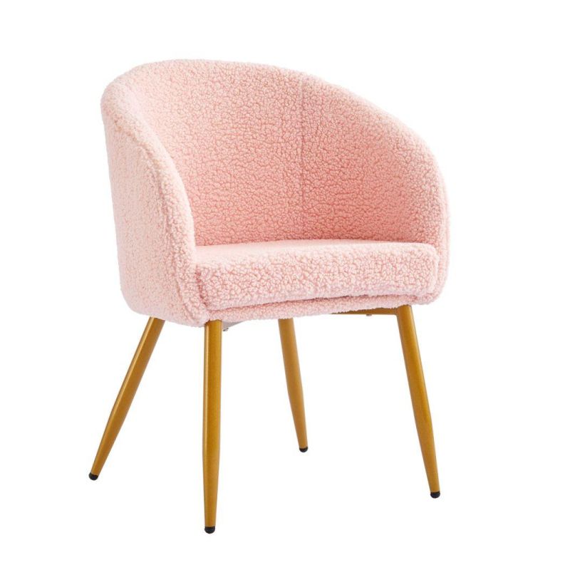 Wholesale Modern Colorful Pink Dinning Chairs Arm Rest Velvet Restaurant Dining Room Chair with Gold Metal Legs