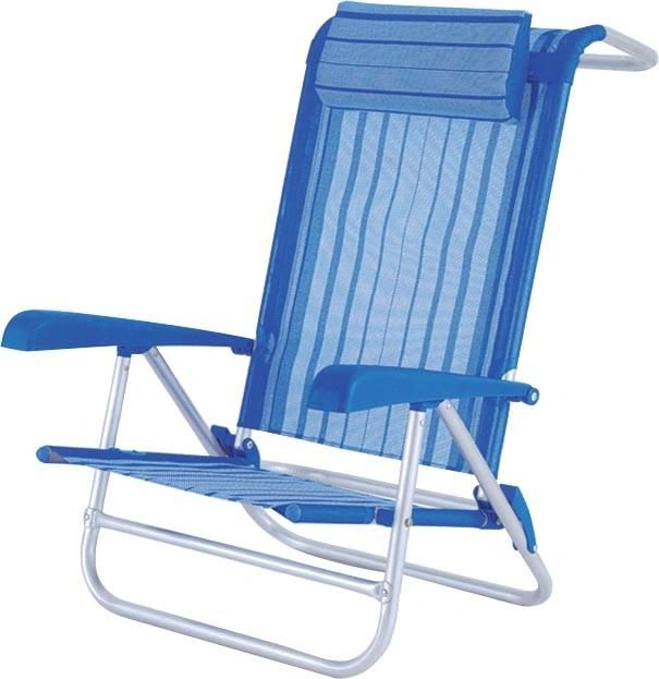 Hot Selling Foldable Beach Chair with Back Holder and Low Seat with or Without Pillow