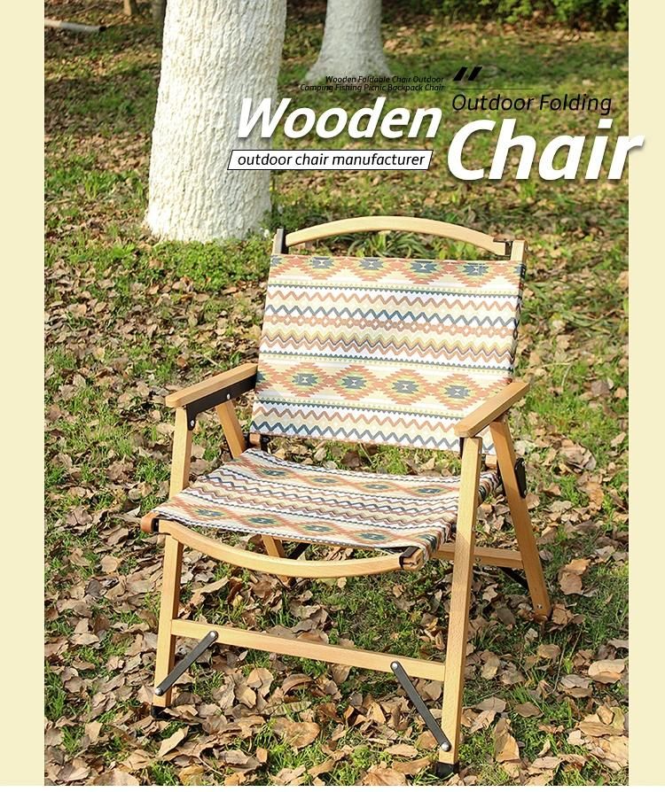 2021 Flower Fabric Camping Wooden Chair