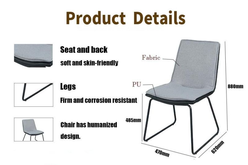 Home Bedroom Restaurant Furniture PU Leather Fabric Velvet Dining Chair for Outdoor Banquet
