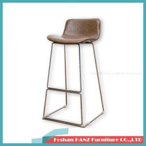 Modern High Back Kitchen Commercial Stainless Steel Bar Leather Chair with Standrest
