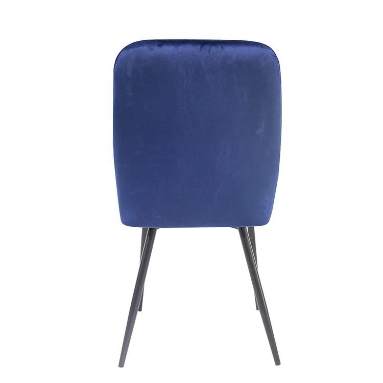 European Design Dining Room Furniture Ergonomic Blue Velvet Iron Leg Dining Chair