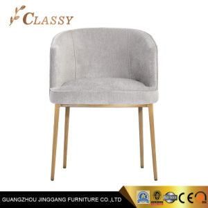 Quality Grey Fabric Dining Chair with Golden Legs for Restaurant