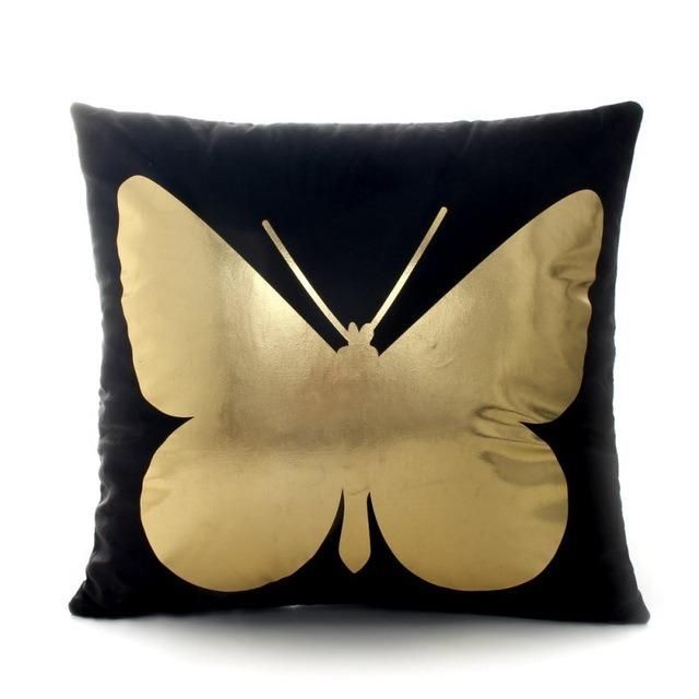 Keep Calm Metallic Printing Sofa Cushion with Black Velvet Fabric