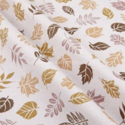 100% Cotton 21*10 40*42 Leaves Printing Quliting Brushed Flannel Sofa Cushion Cover Fabric