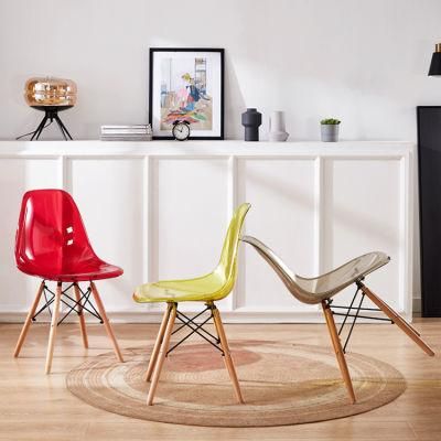 Import Modern Wooden Legs Dinner Plastic Chair in China Eam PP Shell Dining Kitchen Plastic Dining Chair for Sale