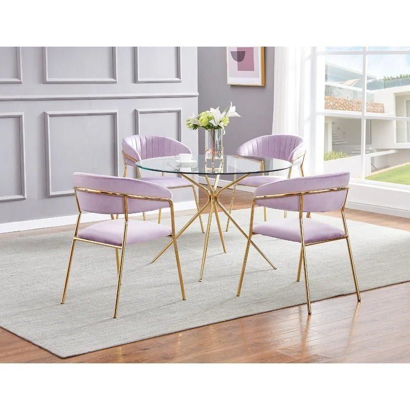 Light Luxury Tempered Glass Table Living Room Furniture Rectangle Extendable Marble Dining Table
