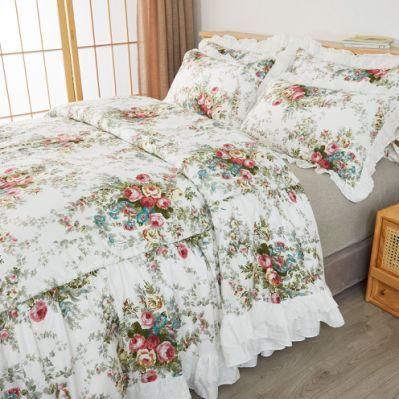 European-Style Cotton Fabric Bed Skirts Bedspread for Home