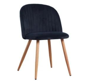 Poland Popular Hot Sale Modern Design Velvet Fabric Upholstered Dining Chair with Transfer Legs