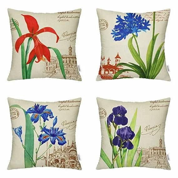 Flower Plant Chair Cushion Casual with Digital Printing 100% Polyester