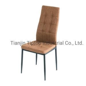 Cheap Price Household Furniture Wholesale Stacking Fabric Dining Chair with Black Powder Coated Dining Chair