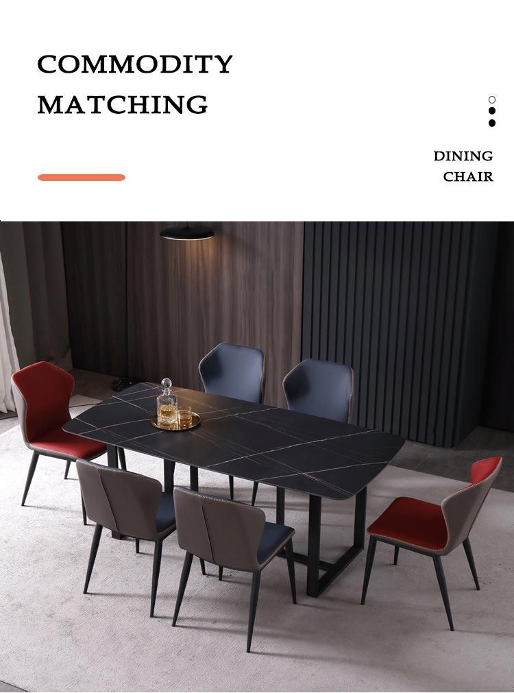 Modern Furniture Hardware Steel Frame Leisure Leather and fabric Dining Chairs