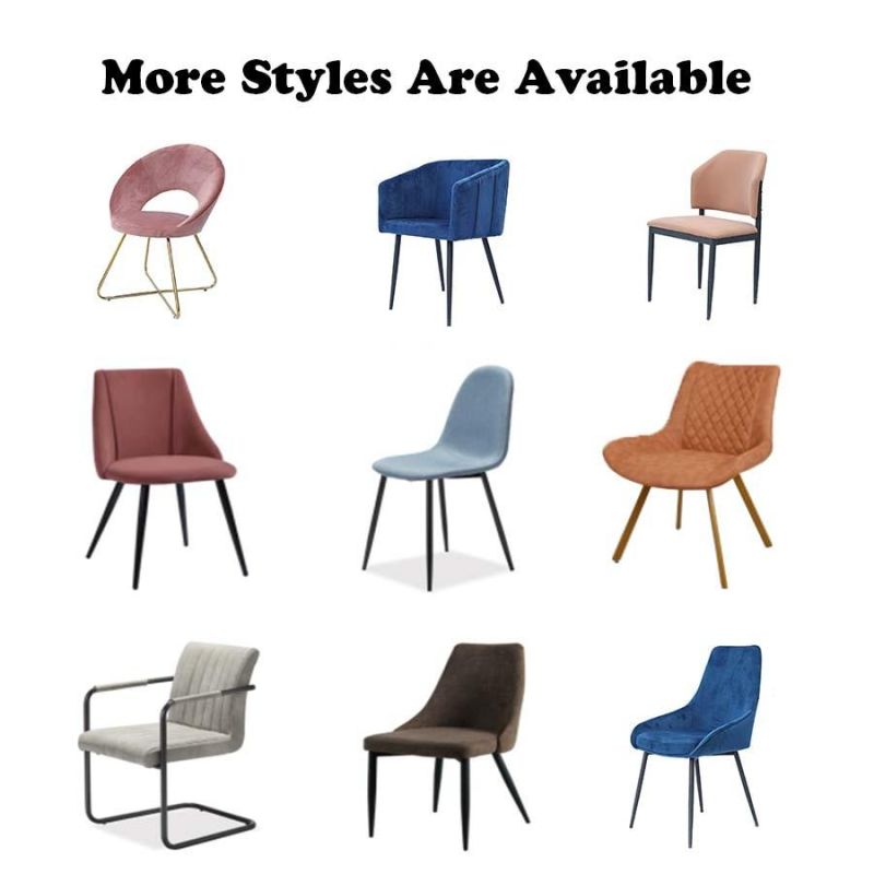 Luxury Nordic Home Living Room Furniture Bedroom Furniture Velvet Fabric Seat Steel Dining Chair for Outdoor Banquet Garden