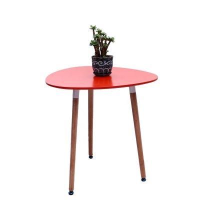 Hot Selling White Lacquer Environmental MDF Top Wooden Legs Simple Round Dining Table Dia80cm