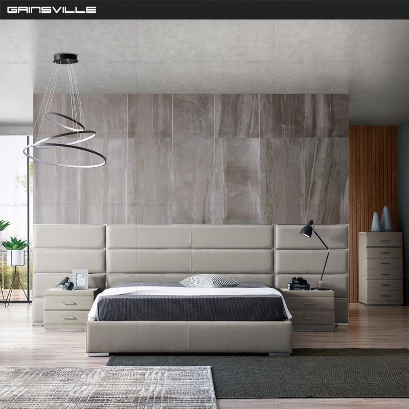 New Platform Bed Design Modern Bedroom Furniture Appartment/Hotel/Villa Fashion Color Upholstered Fabric Beds Set