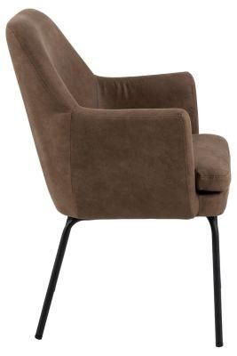 Modern Arm Fabric Velvet Dining Chairs with Metal Legs