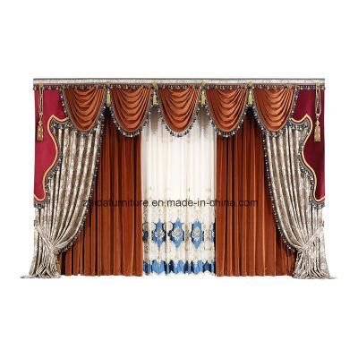 Zhida New Classical Style Luxury Hotel Lobby Bedroom Window Curtains Villa Living Room Fabric Jacquard Curtain with Window Treatment Set