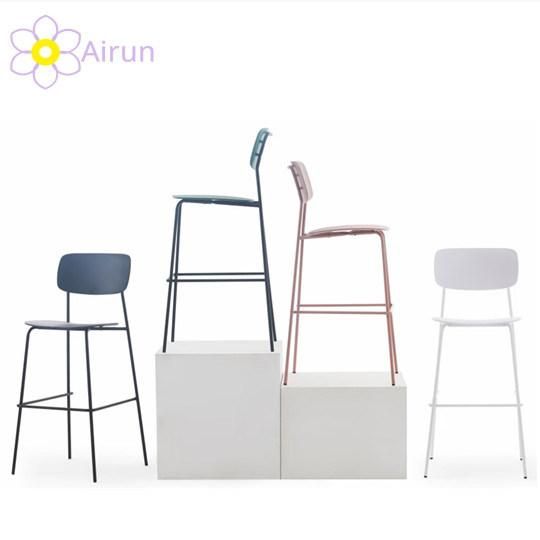 High Quality Modern Design Grey Real Fashion Italian Fabric Bar Stool