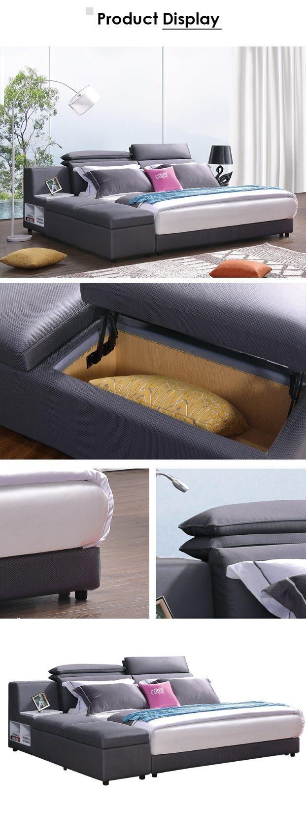 Upholstered Furniture Fabric Storage King Size Bed