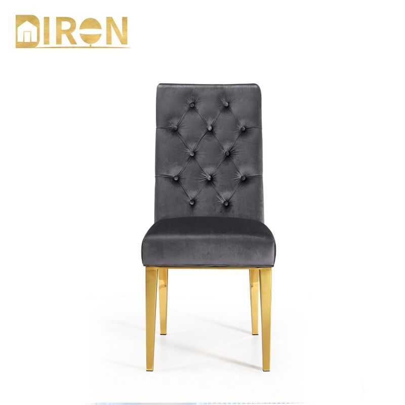 Modern Living Room Restaurant Home Dining Room Furniture Metal Golden Stainless Steel Fabric Chair