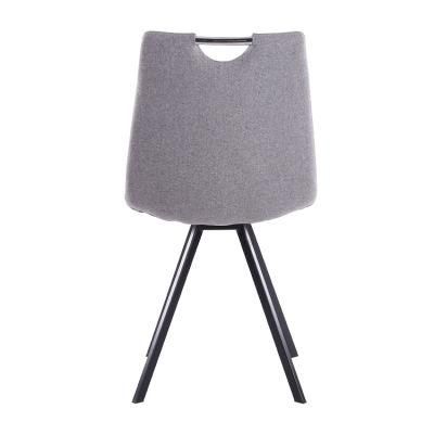 Large Grey Malaysian Dining Chair with Light Beige Chrome-Plated Legs