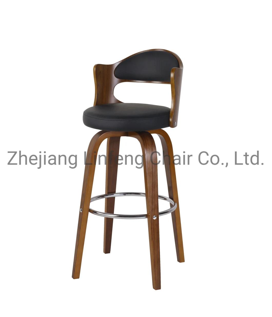 Solid Wood Luxury Elegant French Designs Dining Room Wood Bar Stool Industrial