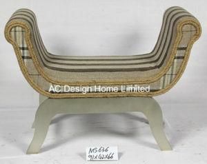 Vintage Fabric/Wooden Indoor Bed End Single Seat U Shape Bench