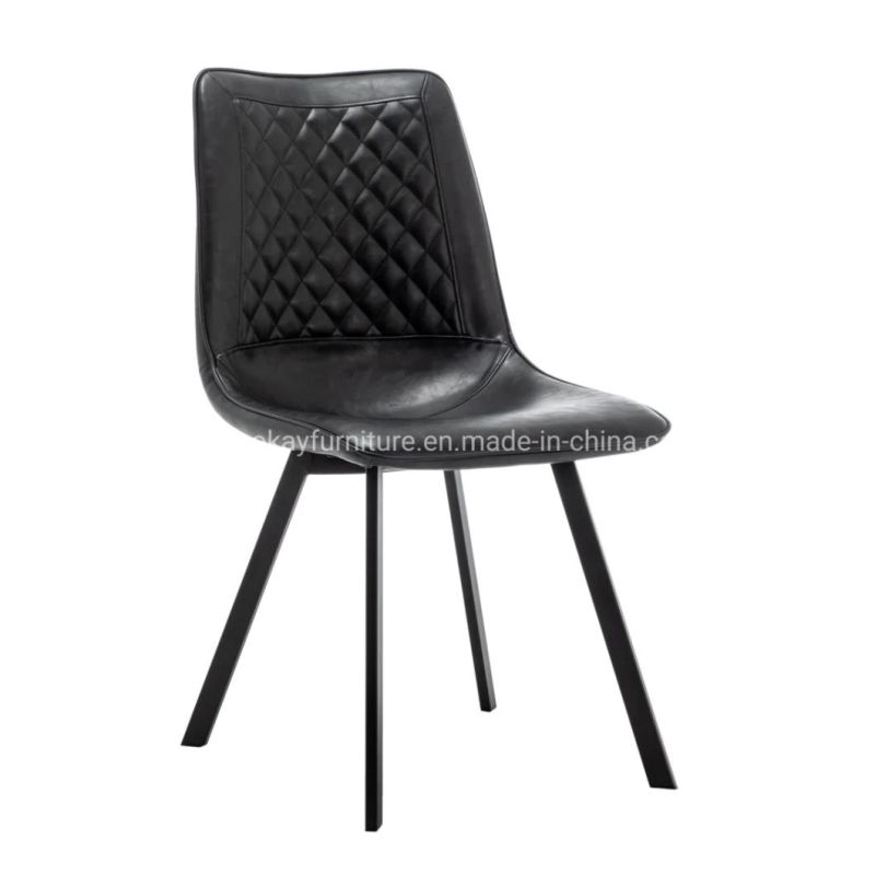 Modern 2021 Design with Metal Legs for Hotel Restaurant Furniture Hot Sell Comfortable PU Free Sample Black Italian Dining Chairs