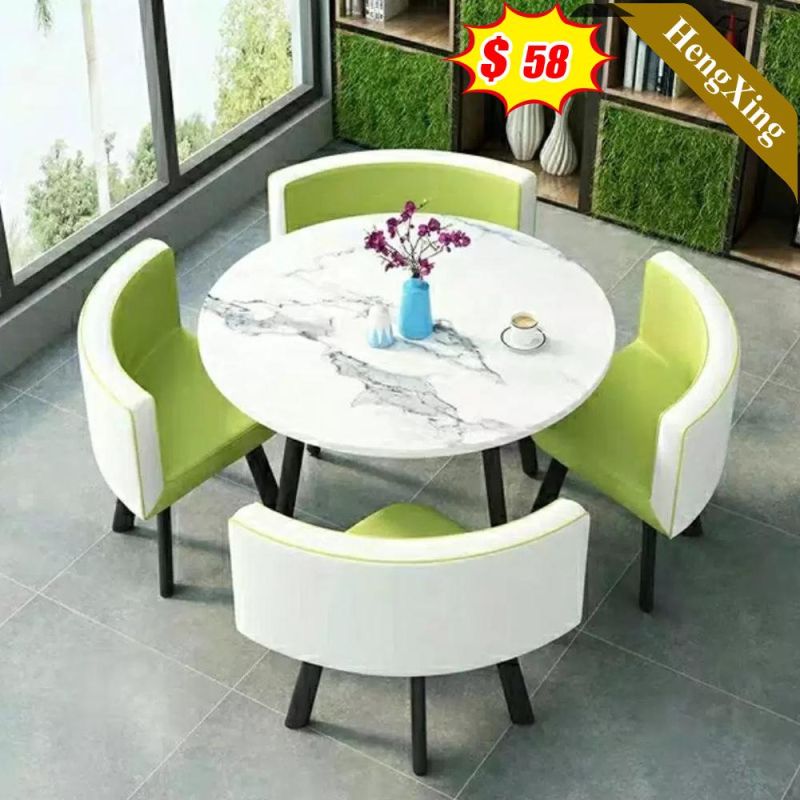 Modern Furniture Round Artificial Marble Kitchen Space Small Dining Table with 4 Chairs