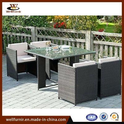 Well Furnir Rattan Garden Furniture/Square Dining Set (WFD-17B)