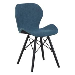 Indoor Furniture Dining Chairs with Fabrics and Foam Beech Wood Legs Black Powder Coating Steel Wires