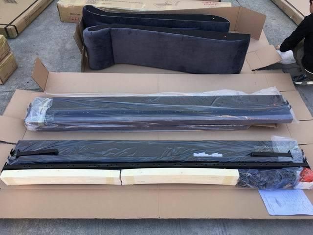 Fabric Uphostered Bed with Nails and Metal Frame