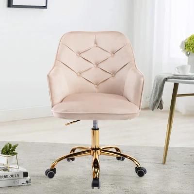 Wholesale Modern Colorful Pink Dining Chairs Arm Rest Velvet Restaurant Dining Room Chair with Gold Metal Legs